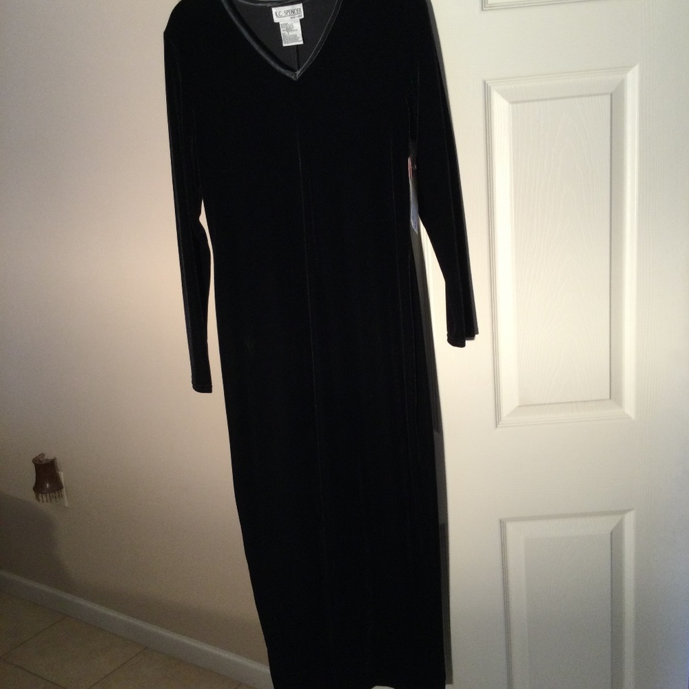 K.C. Spencer Black long Sleeve Velvet  Dress